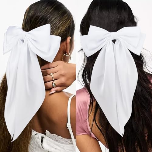 Velscrun Pinzas para el Cabello Satinadas Blancas 4 Piezas miniatura 3