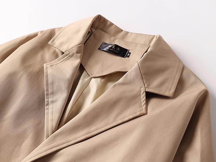 Generico Giacca Trench Lunga Da Uomo, Risvolto A Tacca Lunghezza Giacca A Vento Cappotto Avvolgente Con Cintura Classico Ufficio Casual Business Mod Cappotto Vestibilità Ampia Soprabito Giacca Capp
