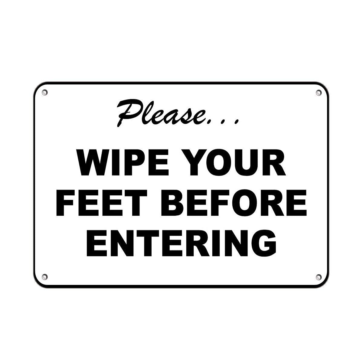Inga Sign#574 Please Wipe Your Feet Before Entering Security Sign Funny Metal Art Wall Sign Aluminum Sign Decor For Home Garage Metal Tin Sign 8X12 Inches