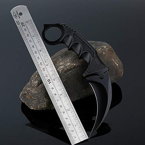 TOPOINT Karambit Knife, Stainless Steel Fixed Blade Knife with Sheath and Cord Knife CS-GO for Hunting Camping and Field Survival (Black&Black)