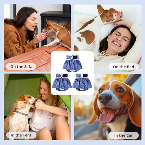 Image of wegreeco Dog Diapers Female (3 Pack), Highly Absorbent Puppy Doggie Dog Diapers for Female Dogs Period, Washable Doggy for in Heat, Small Medium Large Size (Classic Jeans, Large)