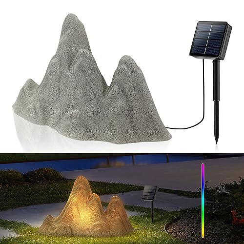 Solar Rock Lights Waterproof IP44, Rechargeable Battery,Solar Garden Lights Fake Rock with White & RGB Lights Landscape Night Lights for Lawn/Patio/Path (Grey) Solar Rock Lights Waterproof IP44, Rechargeable Battery,Solar Garden Lights Fake Rock with White & RGB Lights Landscape Night Lights for Lawn/Patio/Path (Grey)