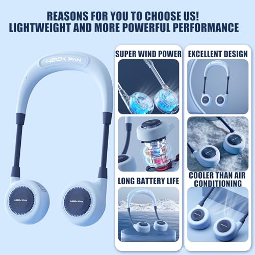 Ventilador de cuello portátil USB sin cuchillas con flujo de aire regulable 7