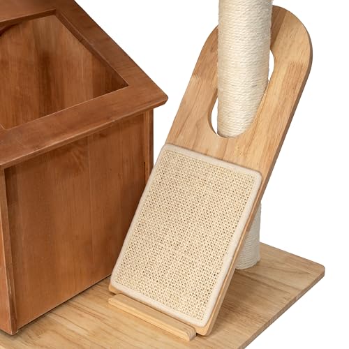 Torre de madera para gato con casa y rascador 2 niveles miniatura 4