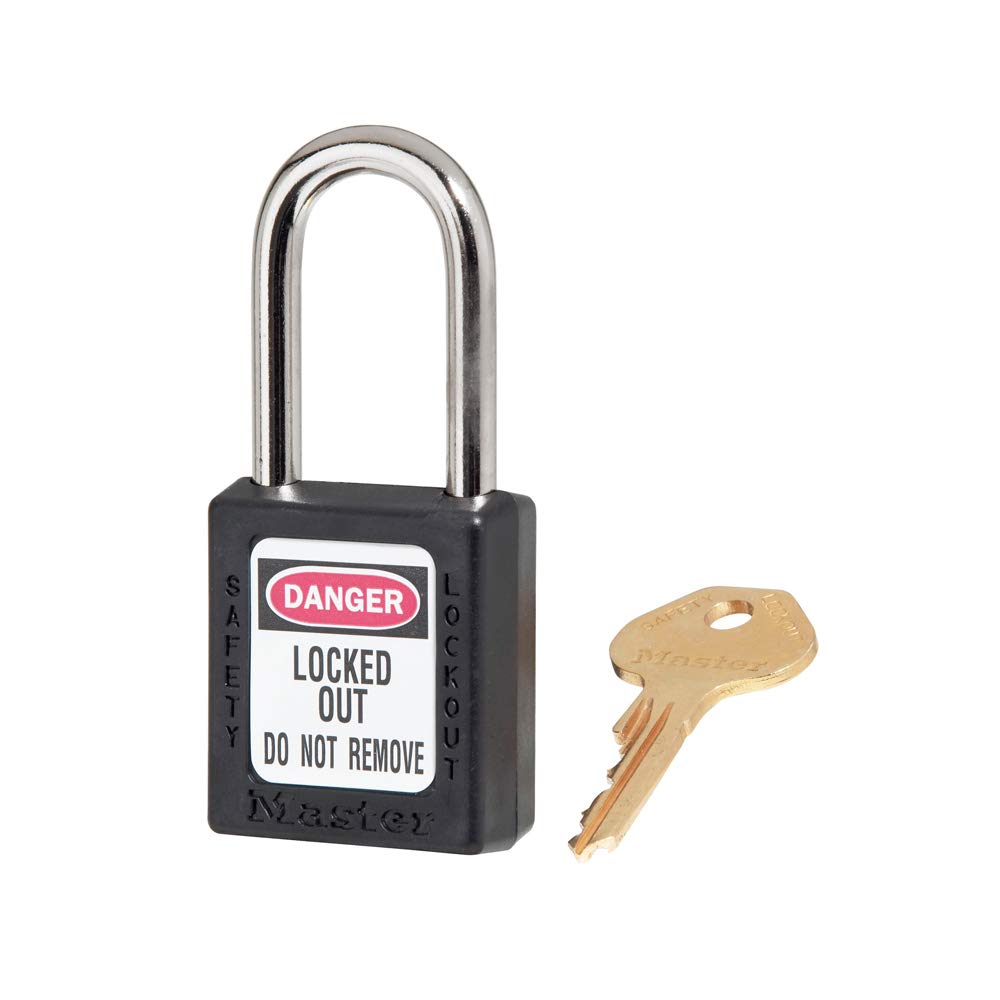 Master Lock410BLK Lockout Tagout Safety Padlock with Key Black 0.25 in. Shackle Diameter