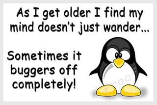 Penguin Funny Fridge Magnet Gift - As I get older...