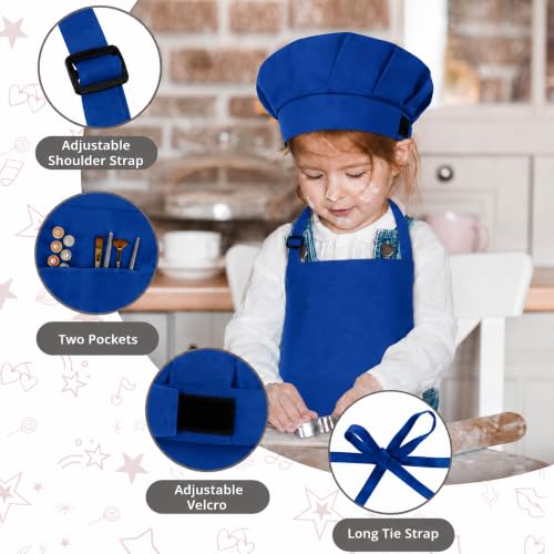 Image of uniformer Kids Apron with Chef Cap for Cooking, Baking, Painting Art & Crafts | Adjustable Child Apron with 2 Pockets | Great for Kitchen, School