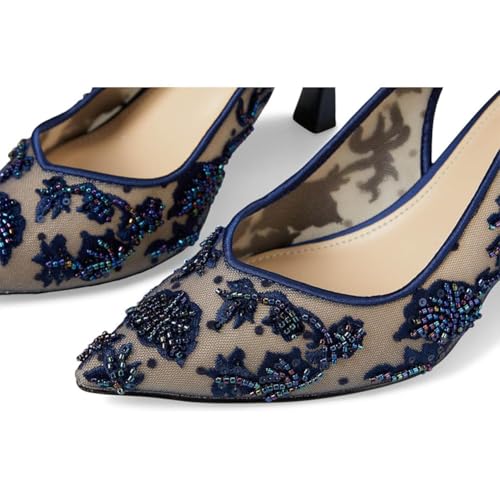 Black Heels for Women Closed Pointed Toe Slingback Lace Stiletto High Heel Pumps Slip on Sexy Office Dress Shoes4