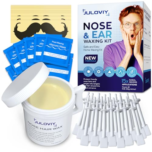 Nose Wax Kit, 120 g Wax, 30 Applicators,Nostril and Ears Hair Rem...
