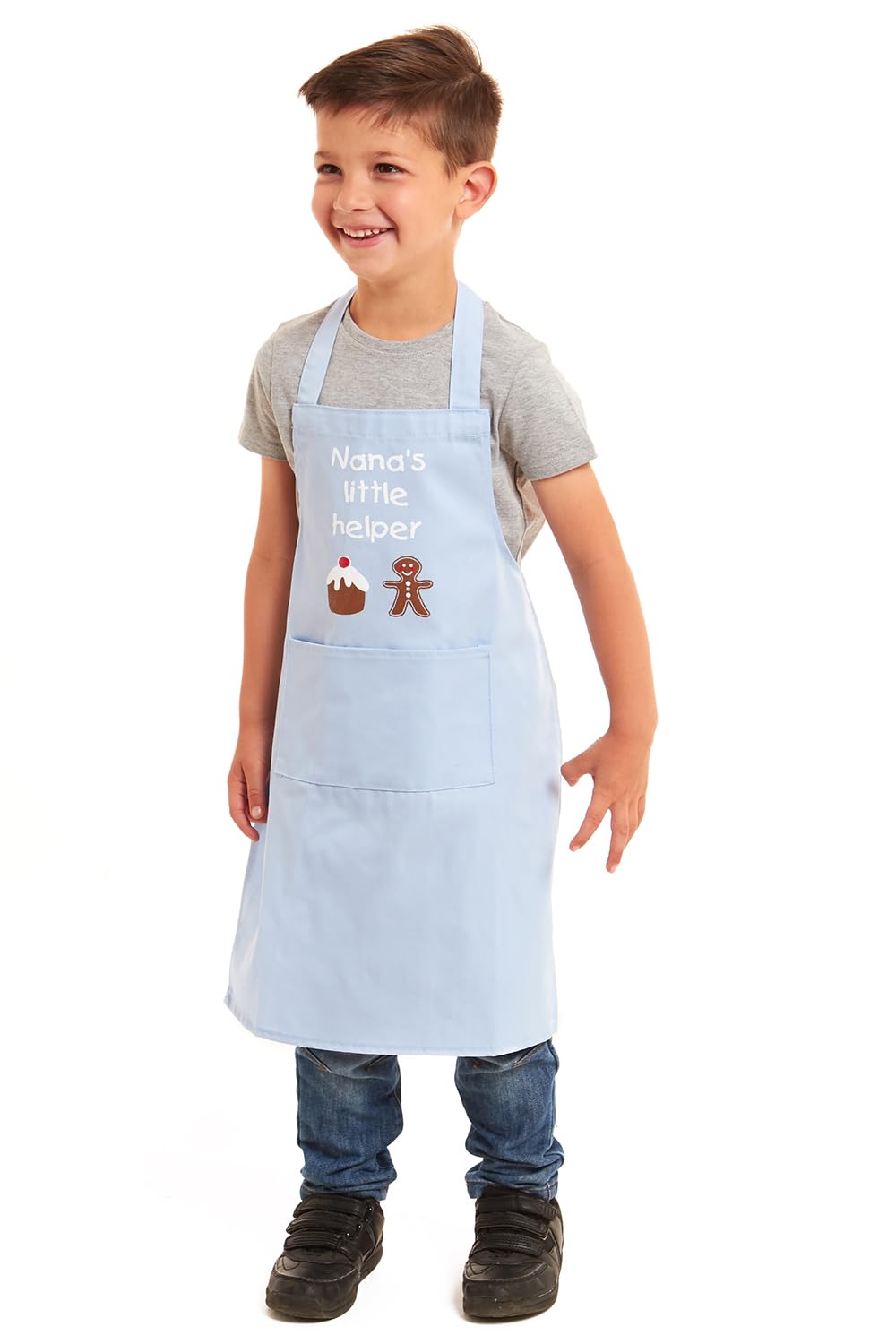 Tesmark Nana's Little Helper Apron for Kids Ideal for Cooking Baking Painting Pottery Drawing Culinary Kitchen and Craft Activities Perfect for Junior Artists and Chefs (Sky Blue)
