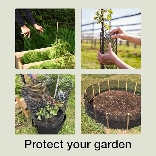Image of Maporch Plastic Chicken Wire Fencing for Pet Protection - 15.7 inch x 10ft, HDPE Hunter Green Chicken Wire - Garden Fence Animal Barrier for Dogs, Cats and Rabbits (1-Pack) | 15.7 inch x 10ft - HDPE Home and Garden Netting - UV Resistant - Customizable Balcony Barrier for Animals, Dogs, Cats & Rabbits