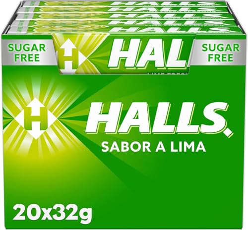 iChuches | Halls Lima Sin Azúcar – Caramelos Duros Refrescantes (Caja 20 unidades) | Sabor Lima