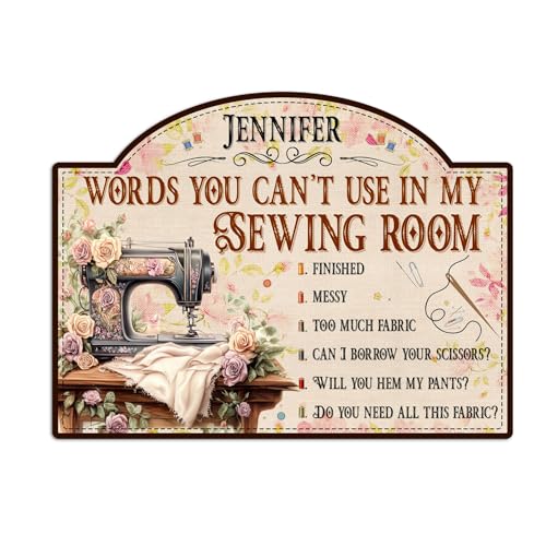 THUYPT Personalized Sewing Sign for Sewing Room Decorations, Printed Wooden Sign for Sewer Craft Room Wall Hanging Decor, Sewer Sign for Sewing Lover (04)