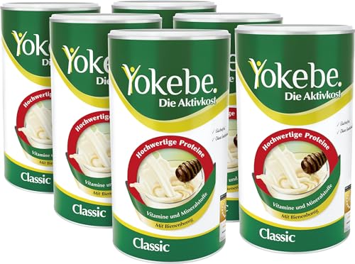 Yokebe Classic - Diätshake zum Abnehmen - glutenfrei und vegetarisch - Mahlzeitersatz zur Gewichtsabnahme mit hochwertigen Proteinen - Vorteilspackung 6x500 g = 6x12 Portionen