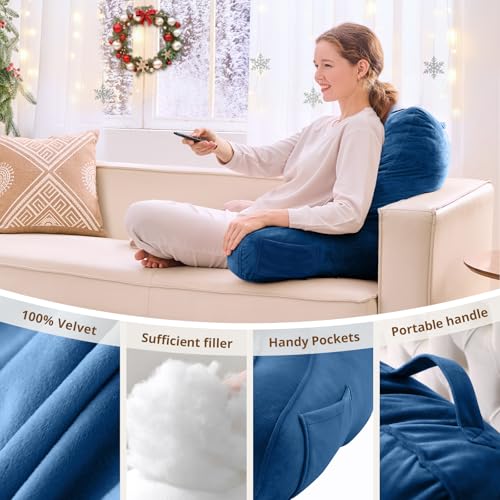 Image of Sasttie Reading Pillow for Bed, Back Pillow for Sitting Up, Navy