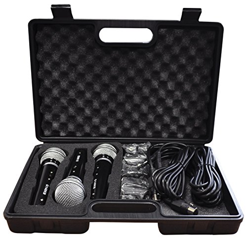 Soundlab Dynamic Vocal Microphone Kit with 3 Plastic Microphones, Leads and Carry Case