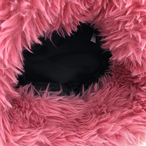 Topwon Bunny Ears Hat Plush Faux Fur Fluffy Rabbit Cap Dress Up Costume Headgear Winter Beanie (Pink)3