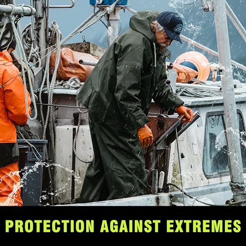 Commercial Fishing Suit-Professional Grade Heavy Duty Jacket with Bib 0.70mm Thickness Foul Weather Gear3
