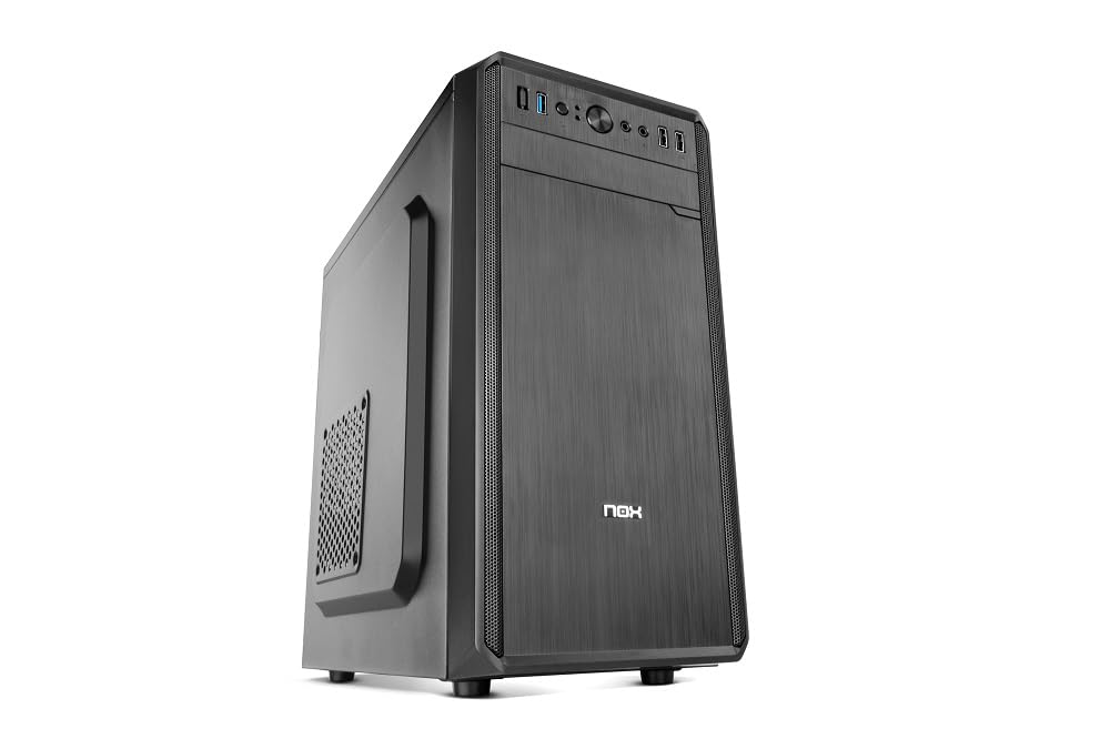 NOX Xtreme Products LITE030 - Caja PC, Frontal con Acabado Cepillado, Capacidad hasta 3 Ventiladores, Compatible con Placas Micro ATX y Mini ITX, Color Negro