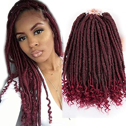 Crochet Braids Goddess Faux Locs - 6 Packs 16” Straight Curly Faux Locs Crochet Braiding Hair 24 Strands/Pack Extensions Dreadlocks (16", 1B/Bug)