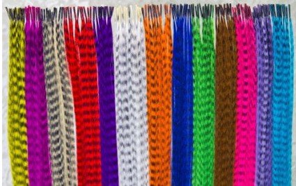 Foto von HQdeal Federhaarverlängerungs-Set, mit 52 Synthetischen Federn, 100 Perlen, Zange und Häkchen