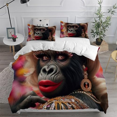Housse de couette singe microfibre lit king avec impression 3D haute définition
