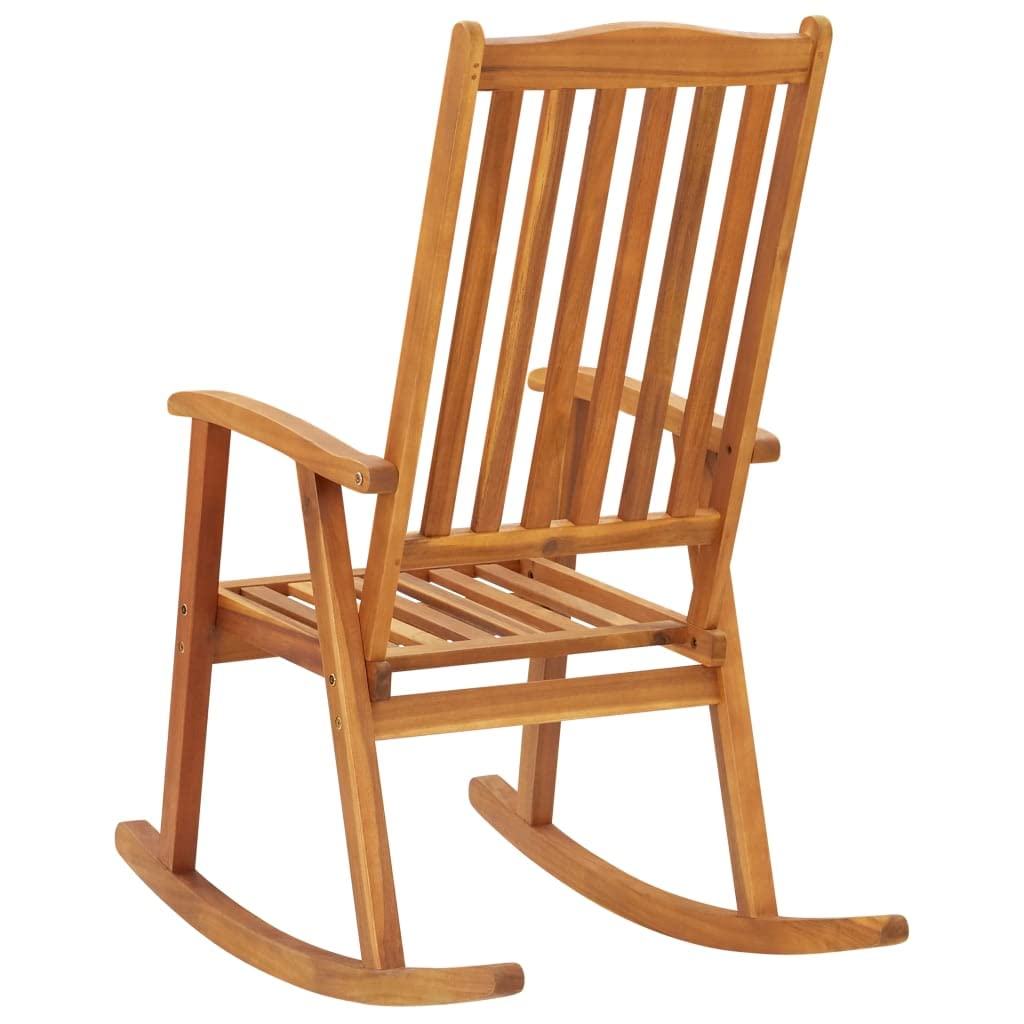 Sedia a dondolo in legno massiccio di acacia, per esterni, per il tempo libero, per terrazze, giardini, ponti