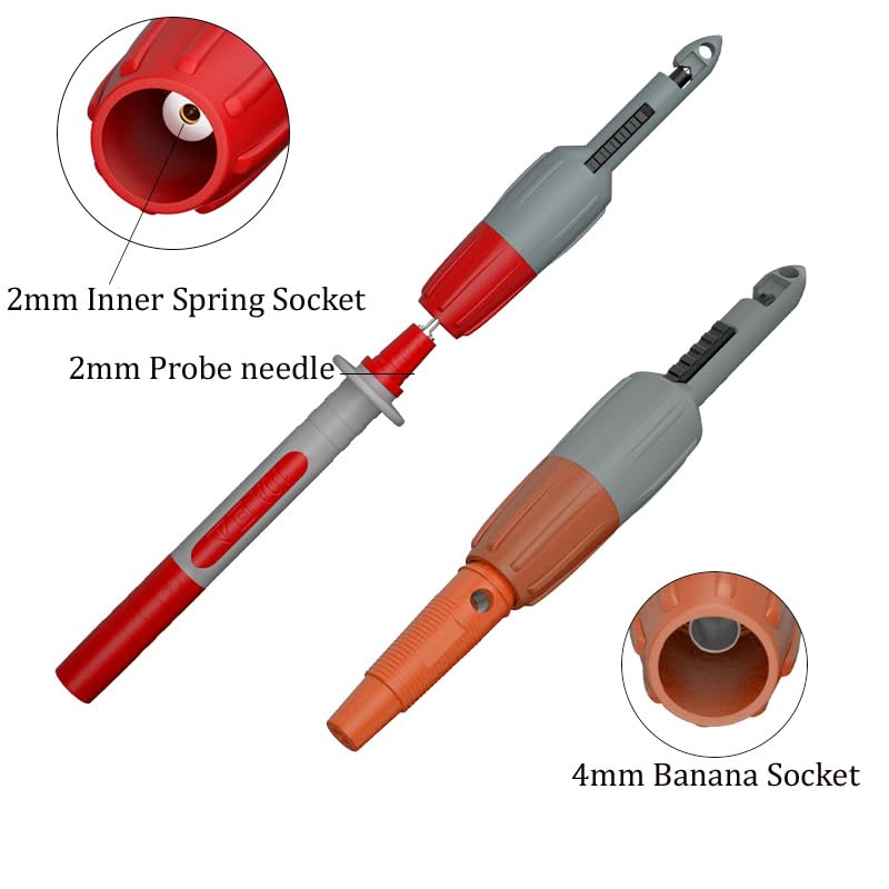 Image of 2pcs Wire Piercing Probe Kit, Insulation Puncture Wire Probe Piercing Clip Test Probe Tool for Multimeter Equipment Home Appliance Repair Electricity Meter Testing (Gray, 2mm)