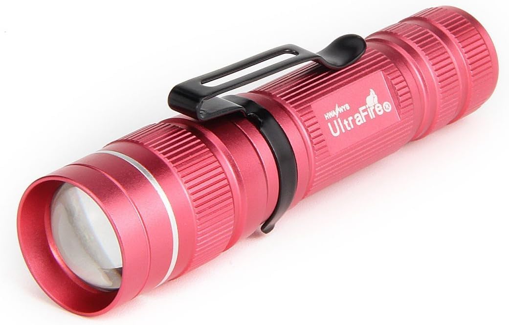 Ultrafire Pink Mini Led Tactical Torch Zoomable 300 Lumens 3 Modes Bright Small Pocket Torch, Adjustable Focus Waterproof Edc Flashlight For Kids Camping Outdoor, J3 (Pink)
