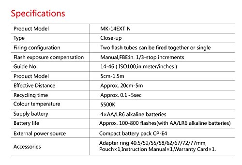 Meike MK-14EXT-N E-TTL Makro LED Ringblitz mit LED AF Assist Lampe für Nikon DSLR Kamera – Bild 8