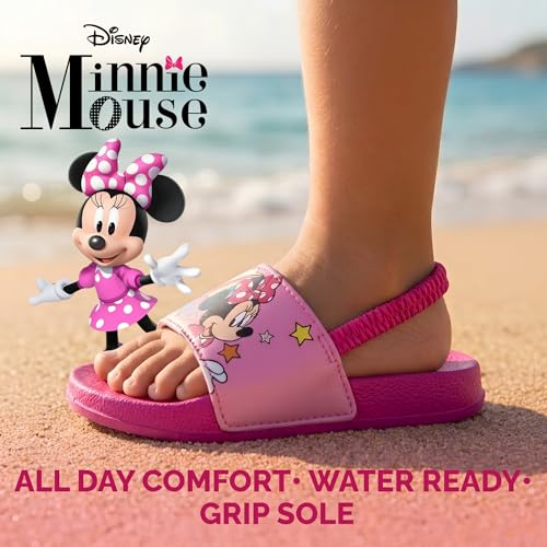 Image of Disney Minnie Mickey Encanto Lightning McQueen Lilo n Stich Sesame Street Little Mermaid Moana Slides Backstrap Slip-On Beach Sandals (Infant /Toddler /Little Kid)