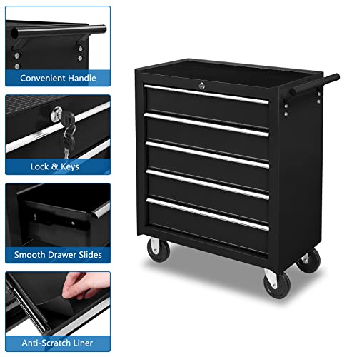 Tuffiom TF-RTCO-5DB 5-Drawer Rolling Tool Chest W/Lock & Key, Tool Storage Cabinet With Wheels thumb #3