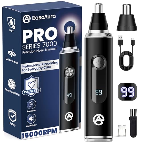EaseAura® Tondeuse Nez Oreilles Homme & Femme, Rasoir Nezs Rechargeable, Coupe Poils Nez et...