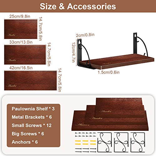 image for Floating Shelves for Wall Set of 3, Aneder Rustic Wall Storage Shelf H