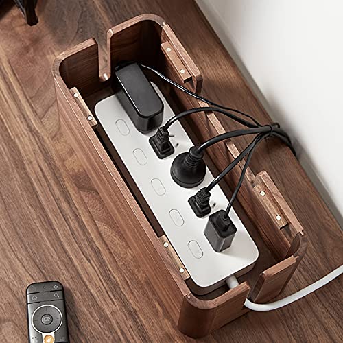 Scatola per la gestione dei cavi, grande capacità, coperchio magnetico, design in legno di noce per casa e ufficio, per organizzare cavi e disordine, soluzione elegante e funzionale