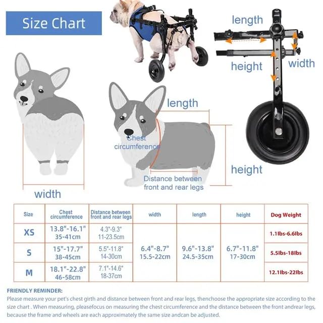 Image of Small Dog Wheelchair for Back Legs, Adjustable Dog Leg Brace and Hip Support, Size S