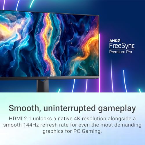 Image of Dell 32 Inch 4K UHD Gaming Monitor, 144Hz, 1ms, Fast IPS, AMD FreeSync Premium Pro, NVIDIA G-SYNC, VESA DisplayHDR 600, 95% DCI-P3, HDMI, Displayport, USB-A|B, Height /Swivel /Tilt Adjustable Stand