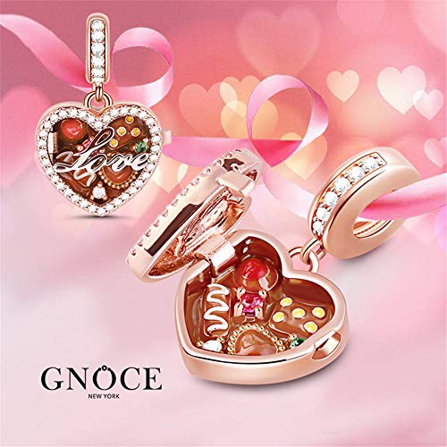 GNOCE Chocolate Box Pendant Charm Sterling Silver 18K Rose Gold Plated Charms Bead Fit Bracelet/Necklace Valentine's Day Gift for Women2