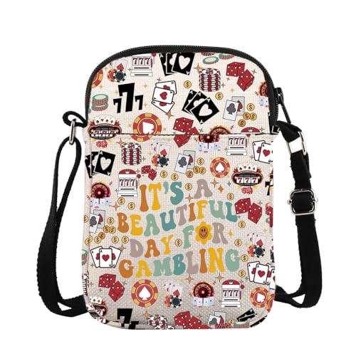 KUIYAI Casino Lover Crossbody Bag Casino Gambler Gift Slot Machine Dice Poker Chip Gift It’s A Beautiful Day For Gambling Bag - Main Image