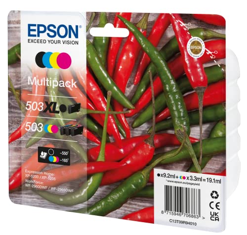 Epson 503XL Chillies, Genuine Multipack, XL Black Standard Colours Ink Cartridges, XL Black Std Colour - Image 2