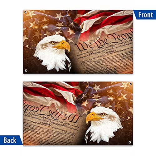Vintage American Flag Bald Eagle 3X5 Ft Usa Flag, 4Th Of July Memorial Independence Day Freedom Flag Double Stitched With Metal Grommets House Breeze Decorations For Home Indoor Outdoor #TOP5