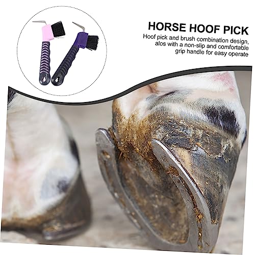Angoily 2 Peças Escova De Ferradura Alça Escovas De Cavalo Cuidados Com Cascos De Cavalo Raspador De