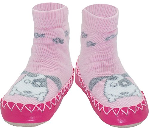 Konfetti Puppy Swedish Moccasins for Babies and Toddlers Pink