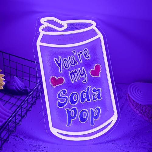 Image of Allball You'Re My Soda Pop Neon Sign, Soda Pop Neon Light Valentine'S Day Decor USB Powered Drink Can LED Dimmable, for Bar Club Party Restaurant Kitchen Dessert Shop Birthday Gifts(15.7 * 9 In)