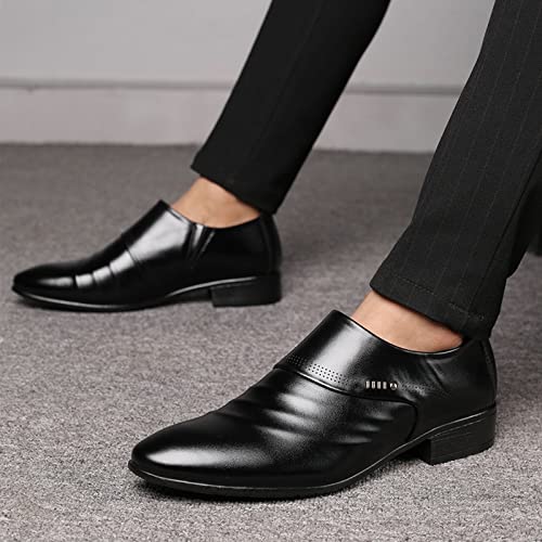 Kkpol Men's Black Dress Shoes Oxford Style Square Toe Formal Slip-On British Style Mens Work Shoes Best Dress Shoes, 10.5 #TOP4