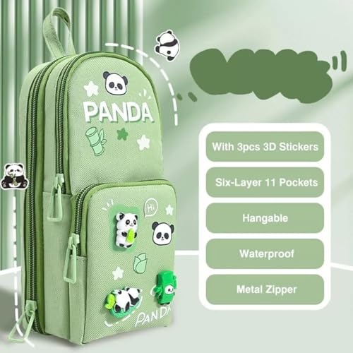 Image of Kawaii Cute Stationery Set for Kids & Students: Green Pencil Case Pouch & Retractable Push-Pull Eraser Combo | Return Gift for Girls & Boys (Green)