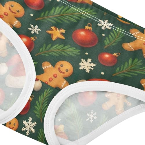 Joisal Stylish Toddler Girls Underwear 2t Cotton Panties for Girl Cute Christmas Gingerbread Green Briefs Underpants4