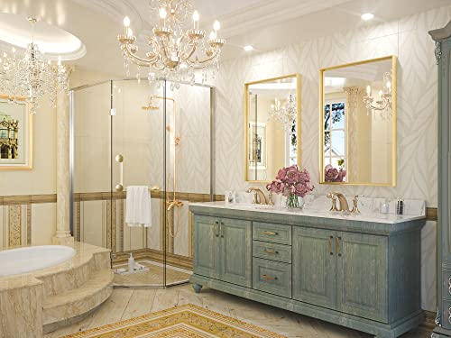 Image of Keonjinn 24x36 Inch Gold Bathroom Mirror for Over Sink, Rectangular