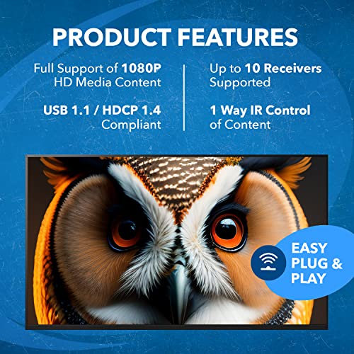 Image of OREI KVM Over IP HDMI Extender Over LAN, Single CAT5e /CAT6A /CAT7 Cable Output1080p PC Control - Up to 492 Ft - Remote Keyboard Mouse USB Control - Over Home Network