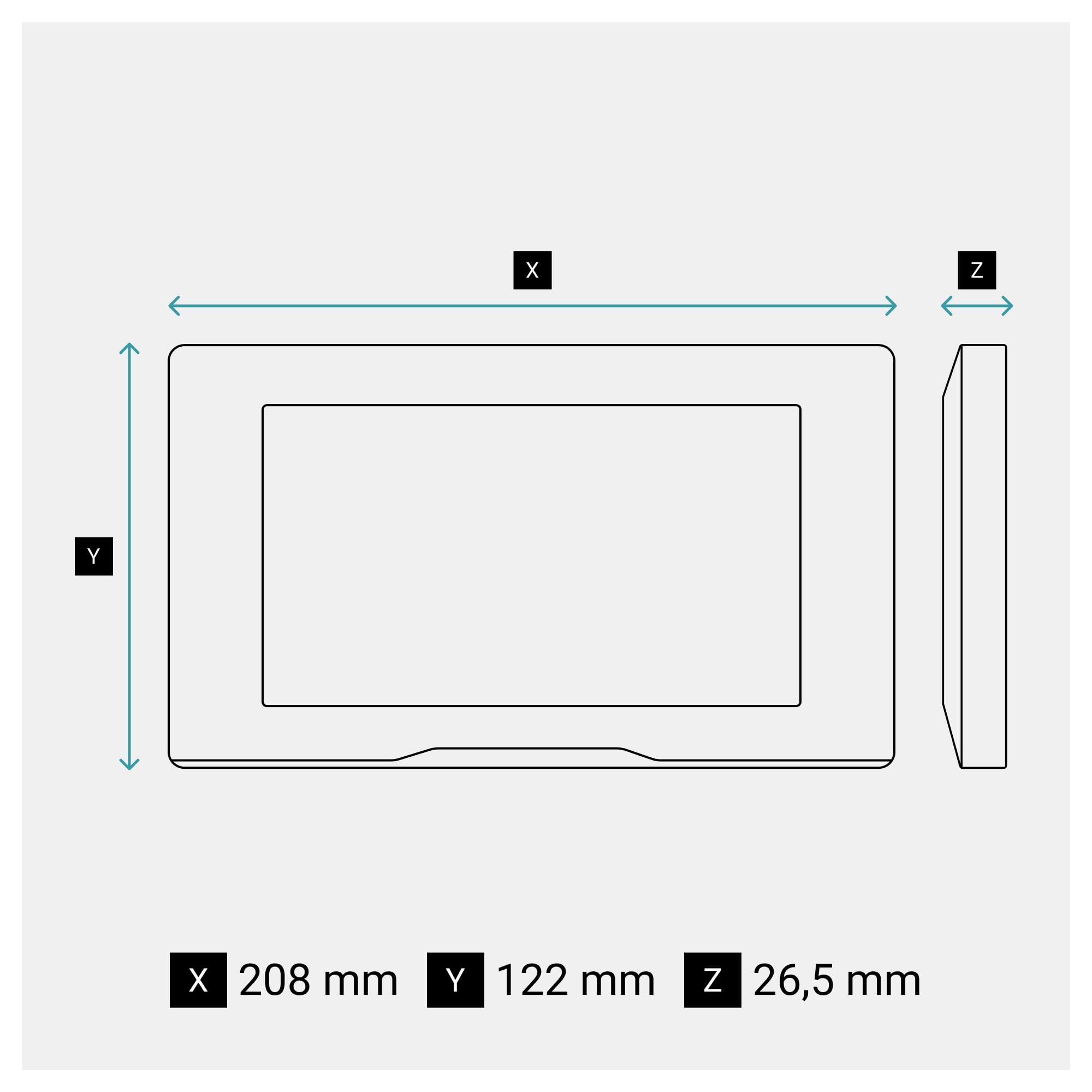 LEGRAND, EASYKIT Plus Video-Türsprechanlagen-Set mit 2-Draht-Anschluss, 7"-Farbmonitor-verspiegelt & Weitwinkelkamera, 1-/2-Familienhaus-Set, erweiterbar, Steckernetzgerät, IP54-IK07, Schwarz, 368910